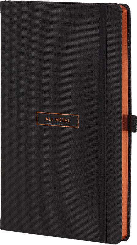 Castelli Notizbuch, 130 × 210 mm, liniert, Leimbindung, Hardcover, 192 Seiten, 80 g/m² – schwarz