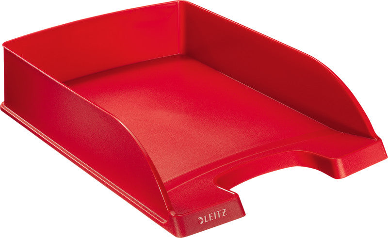Leitz Stapelbarer Briefkorb mit Griffausschnitt, Beschriftungsfeld, matt, rot, B 255 × H 70 × T 357 mm
