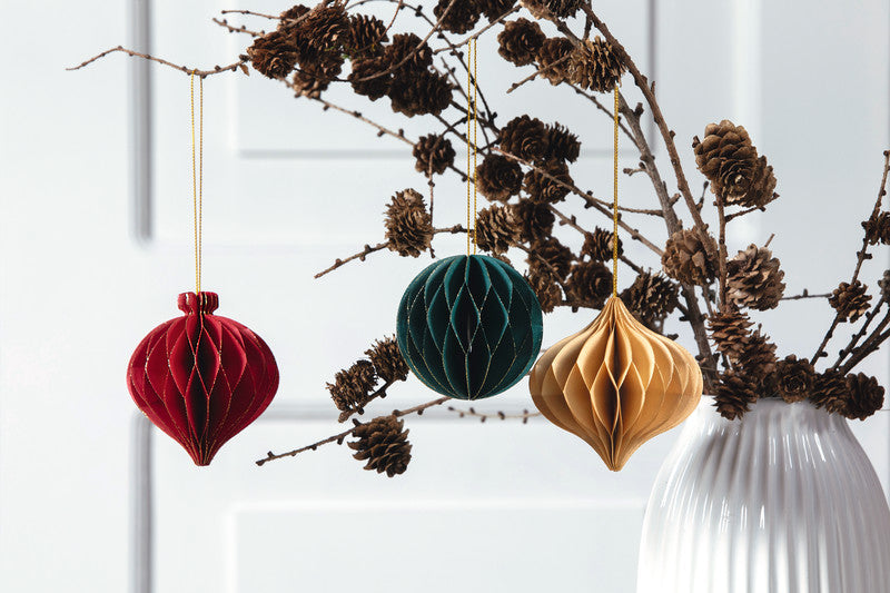 Folia Wabendekor Bälle, Papier, sortiert, Ø 7–8,5 cm, 3er-Set – Weihnachten – FSC, eco:plus