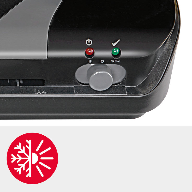 GBC Inspire+ Laminiergerät A4 – 2 Rollen, 75–125 µm, Kaltlamination, Aufheizzeit 4 Min., 250 mm/min, Schwarz