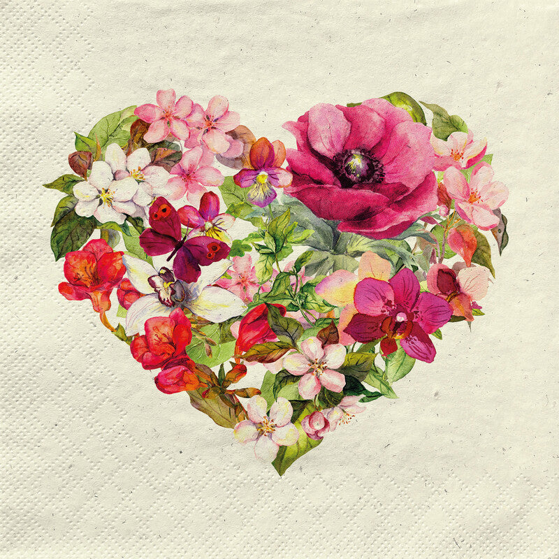 Fasana Servietten Flower Love – 33 × 33 cm – 2-lagig, Tissue – 20 Stk., FSC