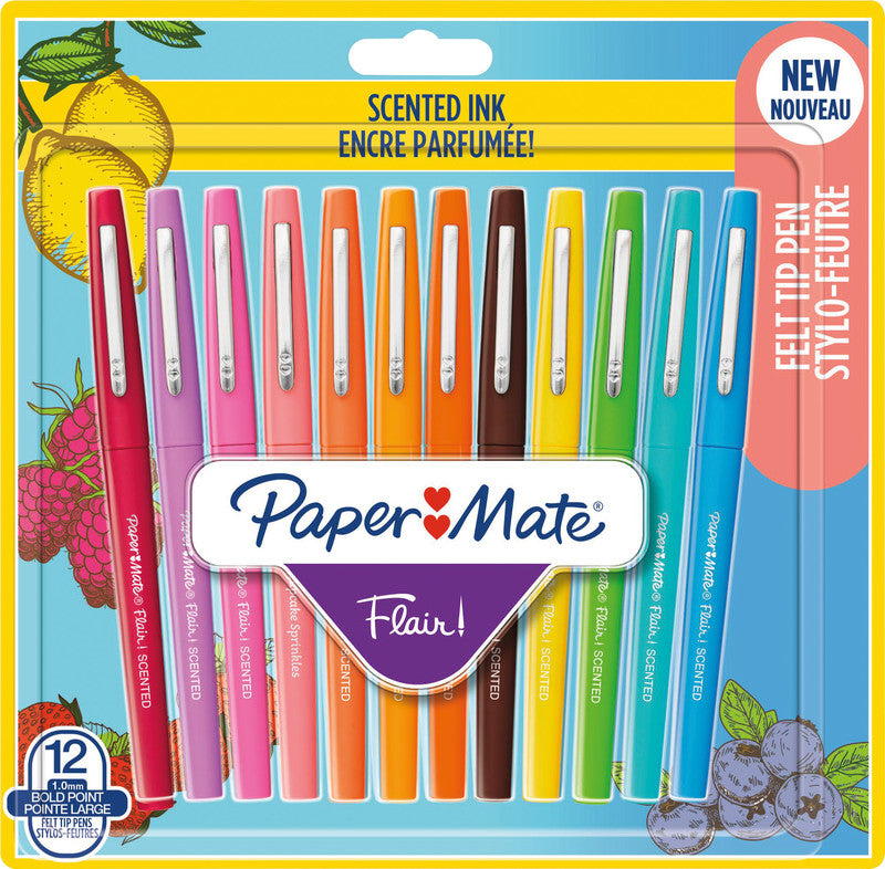 Papermate Filzstifte Flair, Strichbreite 0,7 mm, duftend, 12 Farben