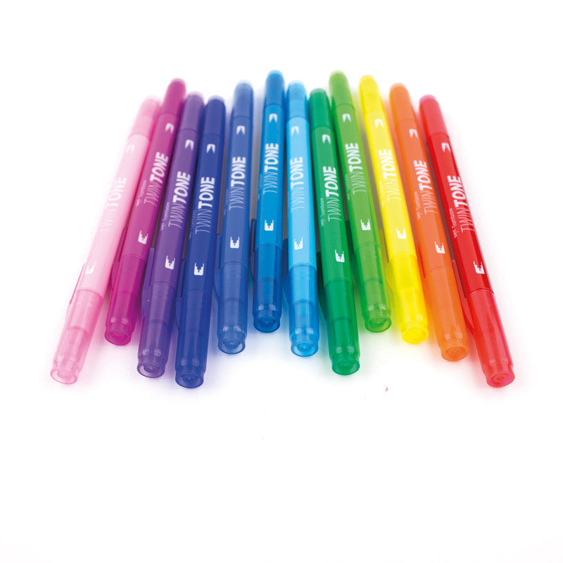 Tombow Filzstifte TwinTone, Strichbreite 0,3–0,8 mm, 12 Farben