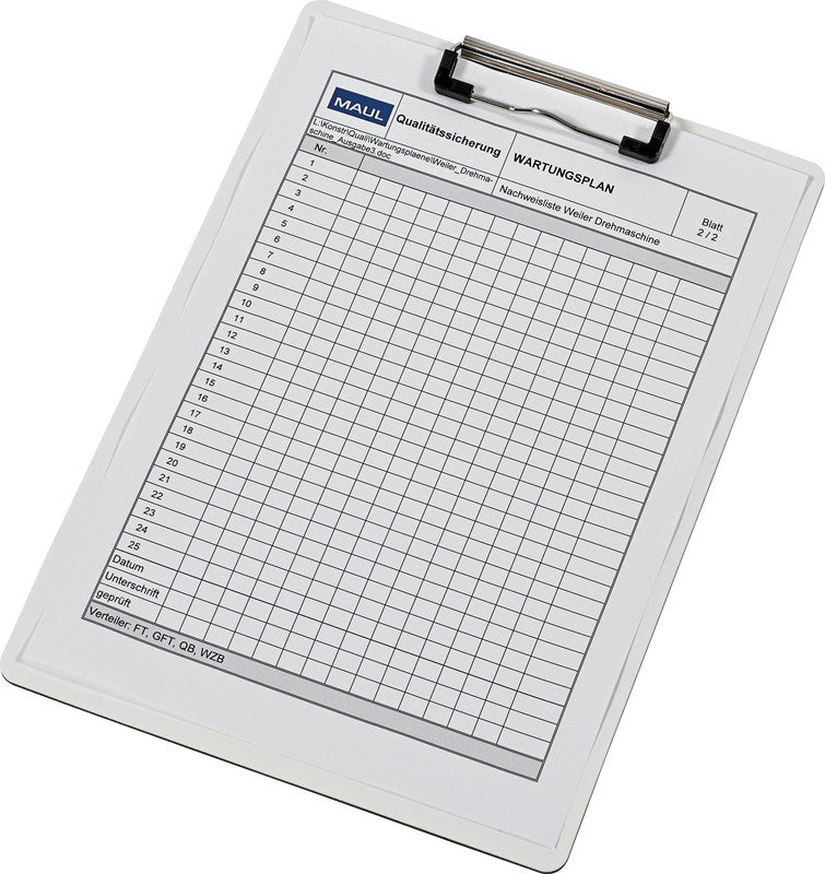 MAUL flexx Klemmbrett A4 – Polypropylen (PP), weiss