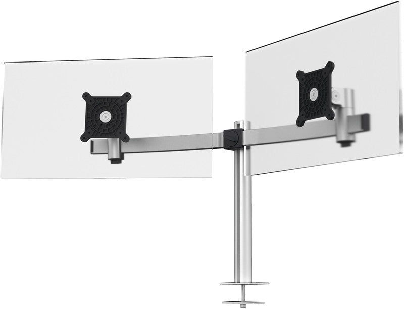 Durable Monitorhalterung, 2 Monitore, Tischdurchführung, bis 27", VESA 75 × 75/100 × 100 mm, 8 kg, silber