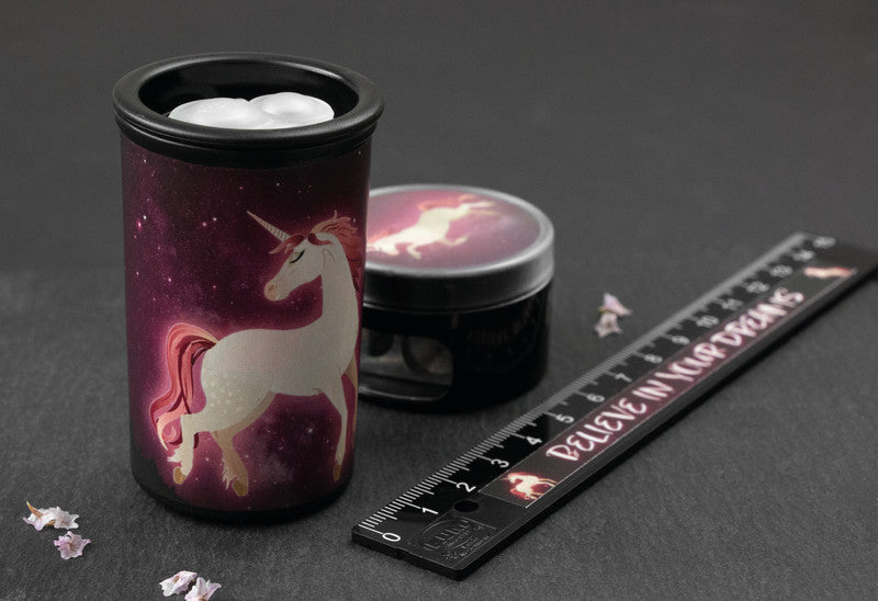 Kum Spitzer – manuell, 2-Loch, mit Behälter, für Blei- und Buntstifte, für Ø 8 und 11 mm, Kunststoff, Unicorn