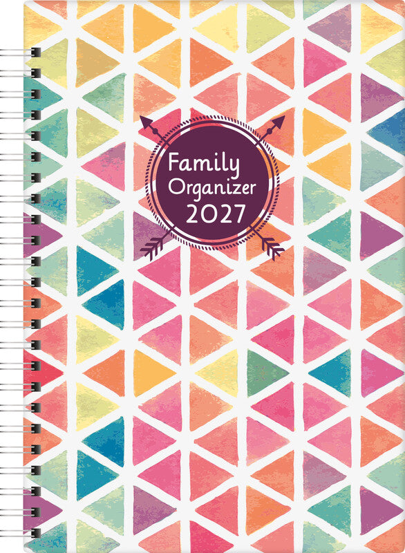 Biella Agenda – 1 Woche/2 Seiten, Spiralbindung, 14,5 × 20,5 cm, 2026, mehrsprachig, Dreiecke, FSC