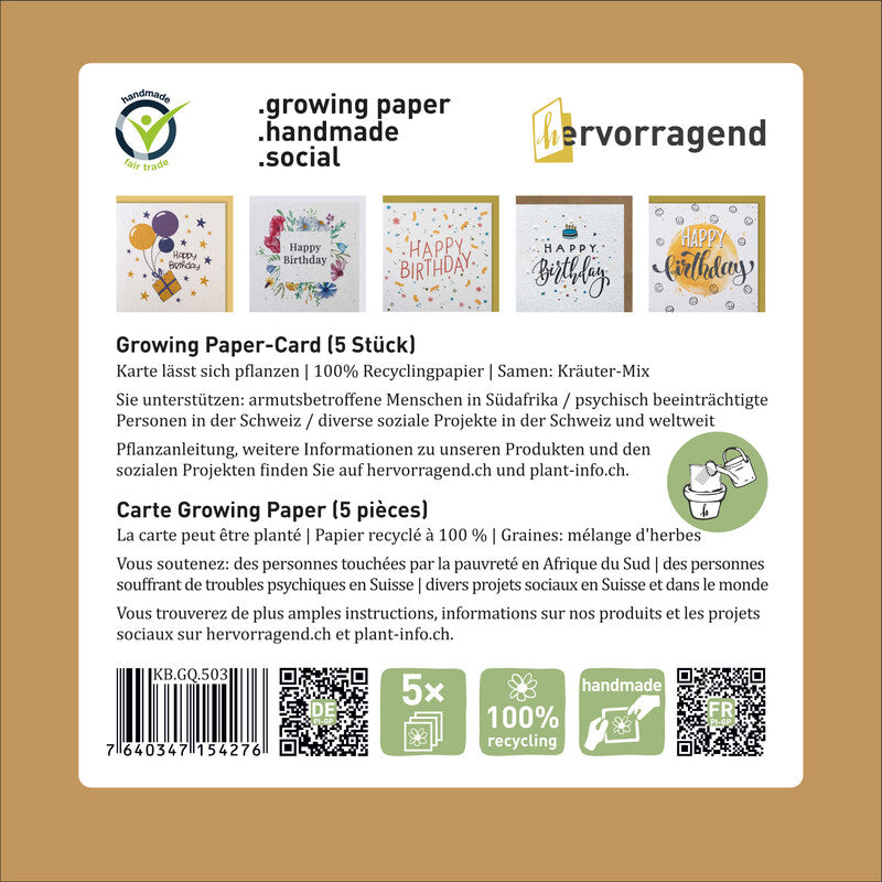 Hervorragend Geburtstagsgrusskarte – 130 × 130 mm – mit Umschlägen, englischer Text, Papier, 5er Pack