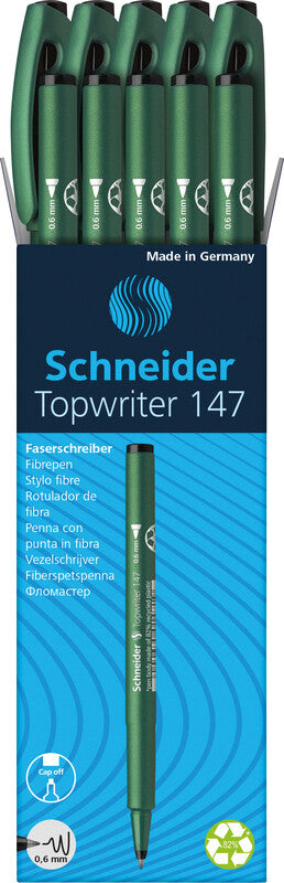 Schneider Schreibgeräte Topwriter 147 Fineliner – 10er-Set – Schwarz