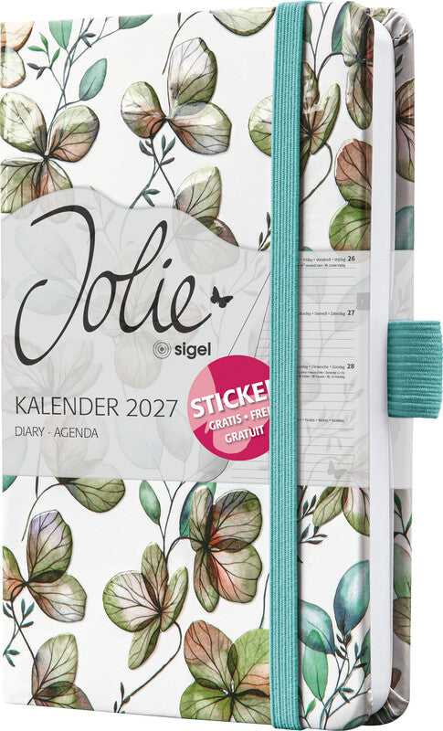 Sigel JOLIE Agenda – 1 Woche/2 Seiten, gebunden, A6, 2027, Clover Seafoam, FSC