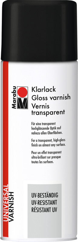 Marabu Farbspray – farblos, hochglänzend, 400 ml, für Papier & Karton, Metall & Holz