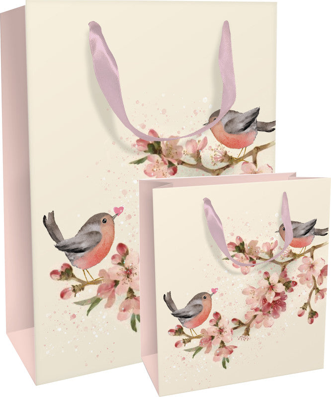 Braun + company Tragetasche – Cherry Blossom Love – Papier, matt, mit Glimmer – 180 × 210 × 80 mm