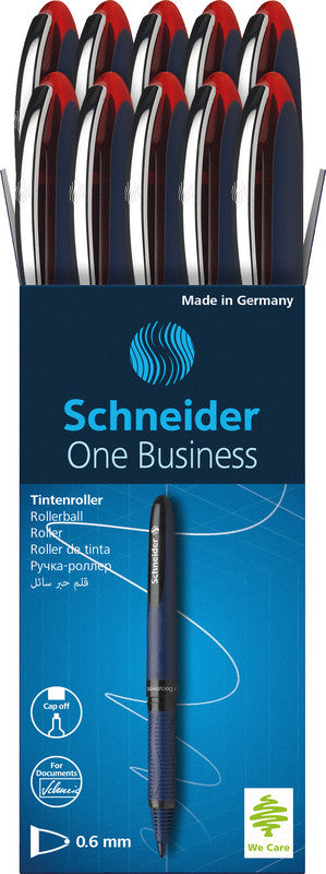 Schneider Schreibgeräte Schneider One Business – Tintenroller, dokumentenecht, mit Kappe, 0,6 mm, Rot