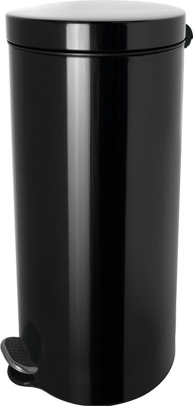 Helit Abfallcontainer – 30 l – mit Deckel – Stahl, schwarz – Ø 300 × H 650 mm – Silberionen-Beschichtung