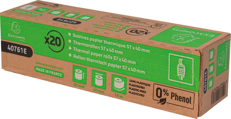 Exacompta Thermorolle 57 mm × 18 m, ohne Kern, Ø 40 mm, phenolfrei