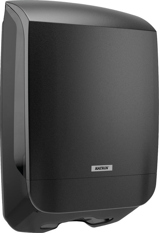 Katrin Falthandtuchspender Inclusive Medium Schwarz – für Falthandtücher bis 240 mm – 301 × 445 × 142 mm