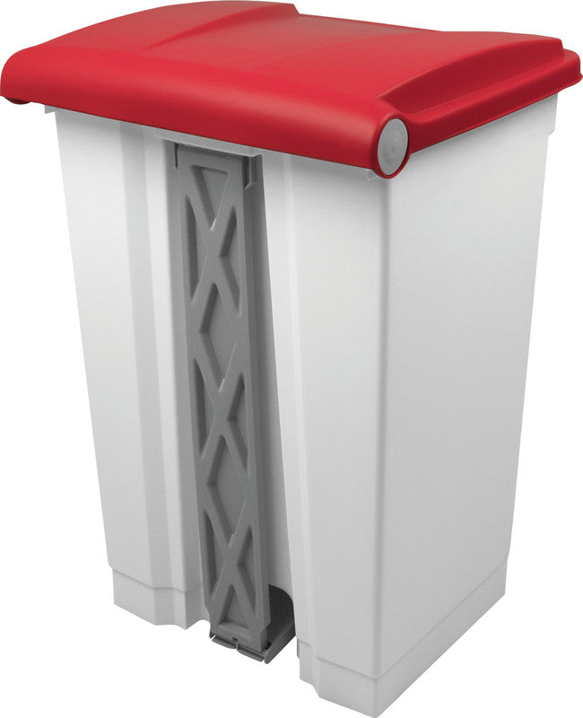 Helit Abfallcontainer – 45 l – mit Deckel – Kunststoff, Weiss – B × H × T 410 × 600 × 400 mm