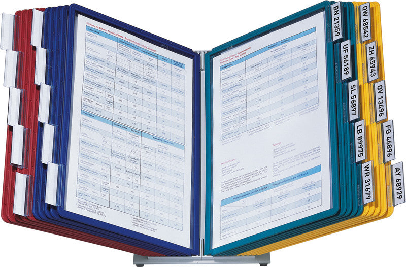Durable Sichttafelsystem Tischständer – 270 × 395 mm, grau, Metall/Kunststoff, Reiter inkl., scannertauglich