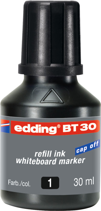 Edding Marker-Nachfüllung BT30 für Edding 28, 29, 250 + 2 weitere – schwarz, löschbar, 30 ml