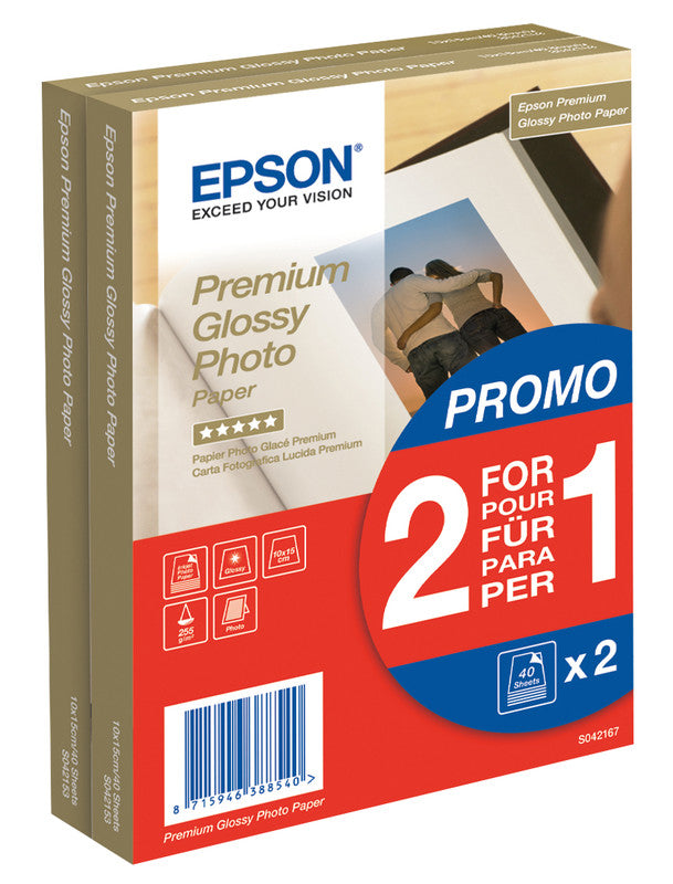 Epson Premium Glossy Fotopapier – glänzend, 100 × 150 mm, 255 g/m² – für Inkjet-Drucker