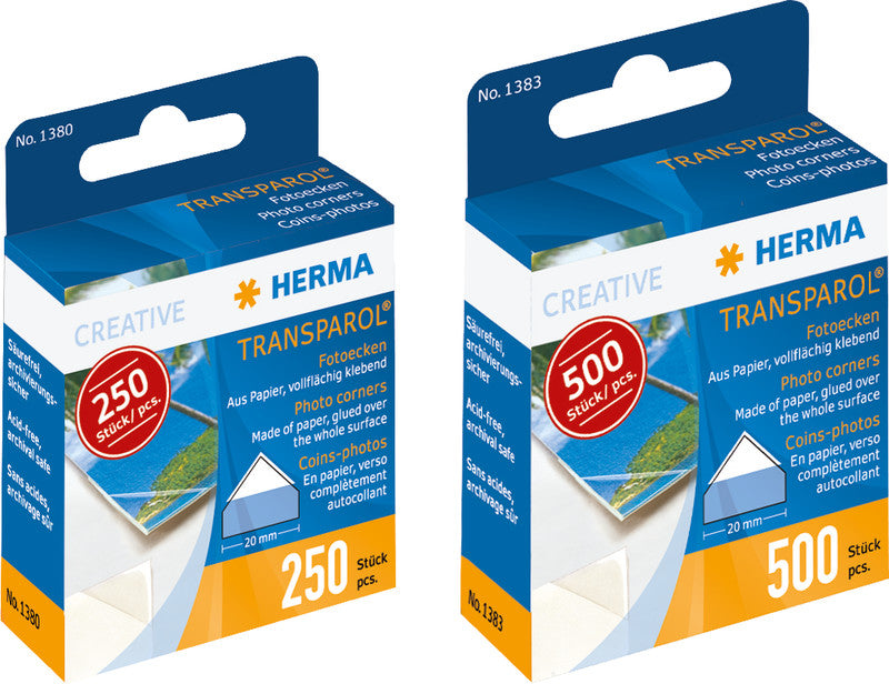 HERMA Transparol Fotoecken – wiederablösbar, transparent, selbstklebend, lösemittelfrei, 500 Stk., für Fotos