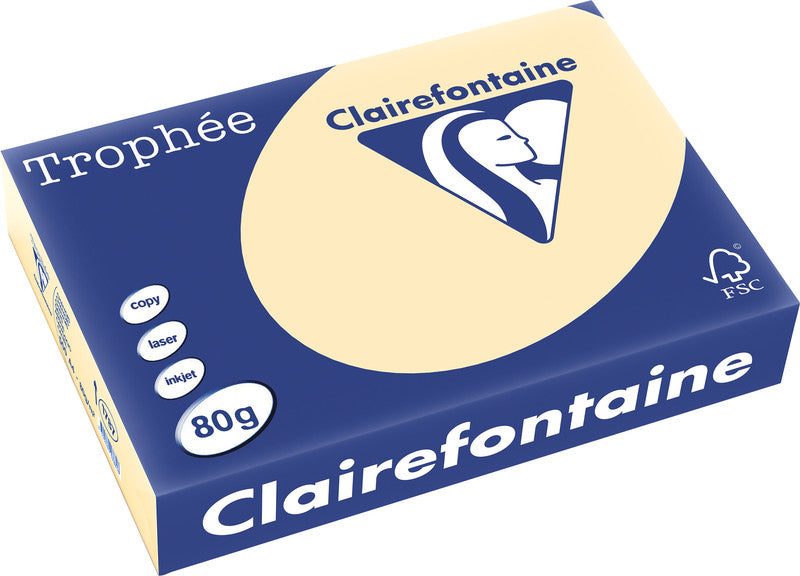 Clairefontaine Kopierpapier – A4, 80 g/m², chamois – für Inkjet/Laser/Kopierer – FSC, EU Ecolabel – 500 Blatt