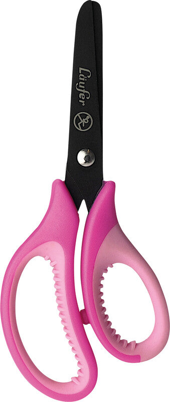 Laufer Kinderschere – titanbeschichtet, für Rechtshänder, abgerundete Spitzen, Kunststoffgriffe, Pink