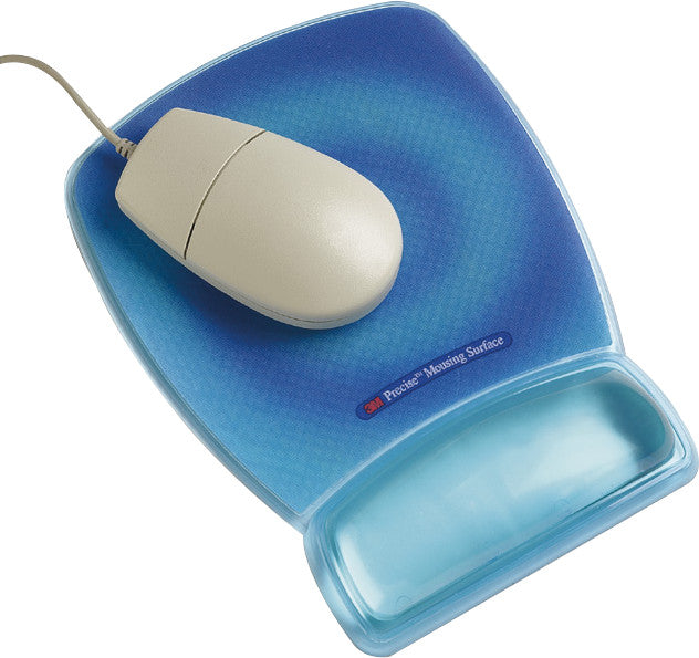 3M Mausmatte mit Gel-Handgelenkauflage Blue Swirl – für Maus – Gel, rutschfest – 169×219×20 mm – Blau