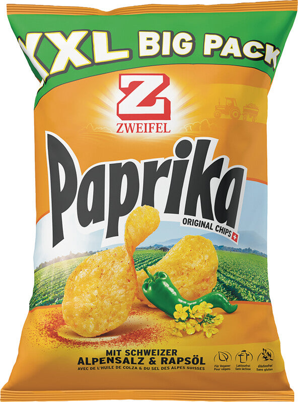 Zweifel Chips – Paprika, Beutel, 380 g, vegan, glutenfrei