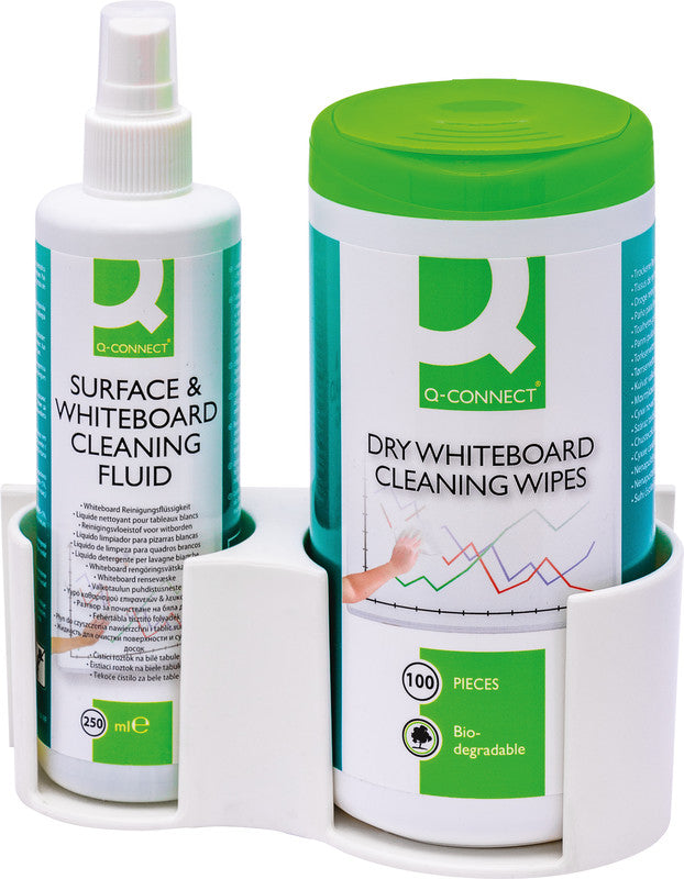 Q-Connect – Starter-Kit – für Whiteboards, inkl. Reiniger 250 ml, 100 Reinigungstücher, magnetisch – 2-teilig
