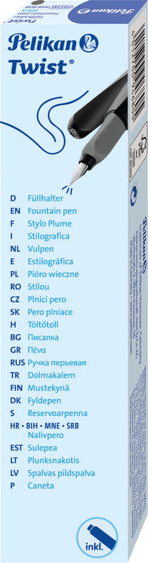 Pelikan Twist – Federspitze M – für Rechts- & Linkshänder – Schwarz, Blau – Patronen