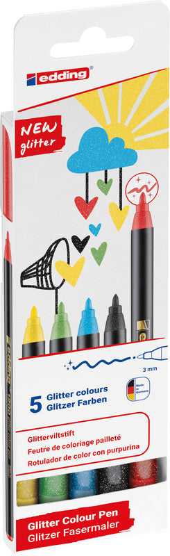 Edding Filzstifte, Strichbreite 3 mm, 5 Farben