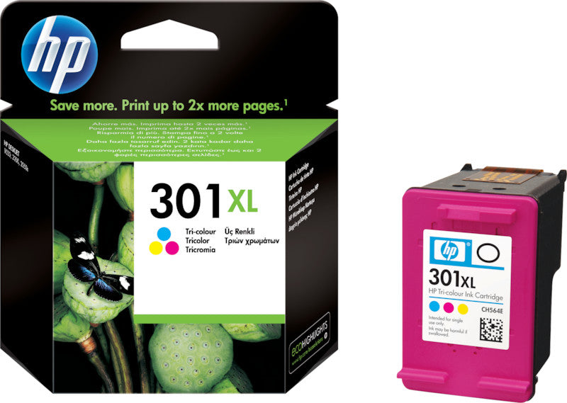 HP Tintenpatrone 301XL, Farbe, XL, 330 Seiten – für Tintenstrahldrucker/Multifunktionsgeräte