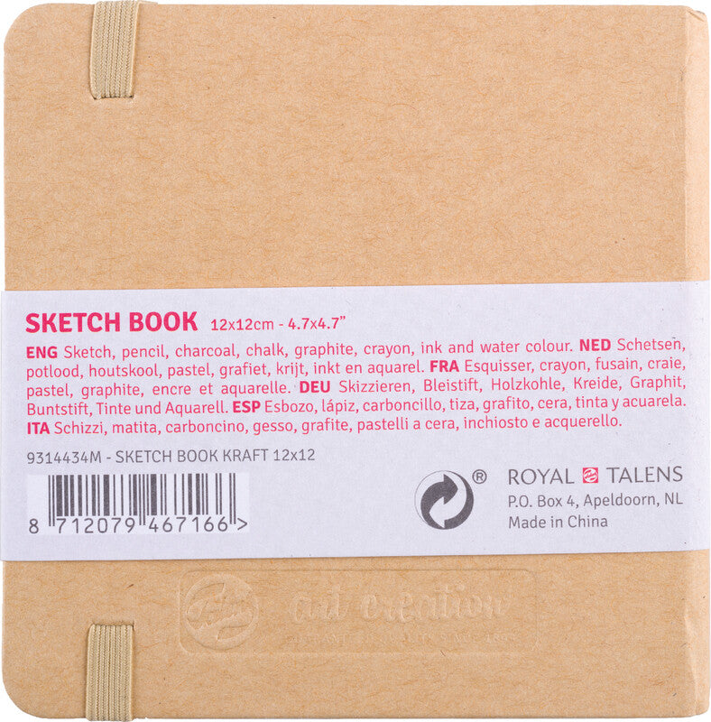 Talens Art Creation – Skizzenbuch, 12 × 12 cm, 140 g/m², 160 Seiten, kraft, mit Gummiband, säurefrei