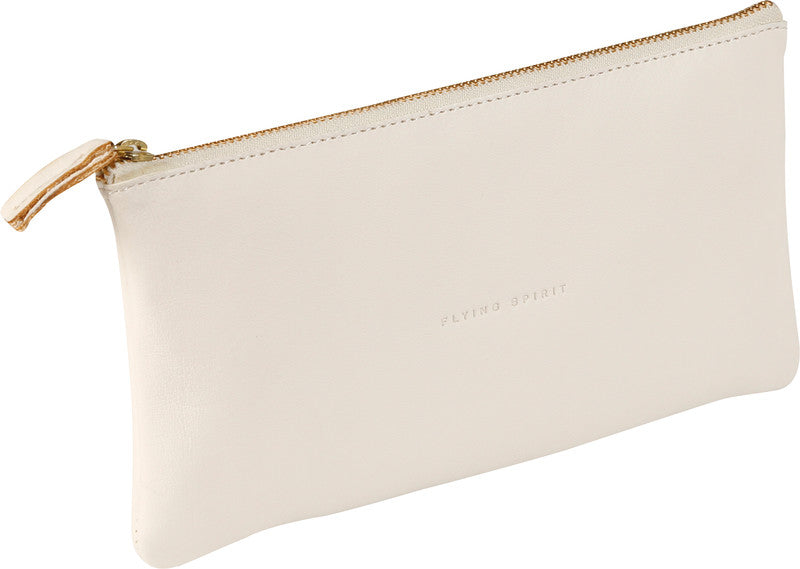 Clairefontaine Flying Spirit Etui Schlamperetui, leer – weiss – Leder – 22 × 11 × 12,5 cm