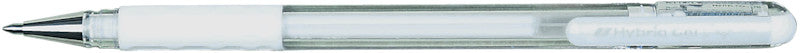 Pentel Hybrid Gel Grip Gelschreiber – weiss, 0,8 mm, wasserfest, lichtbeständig, für dunkles Papier, Kappe
