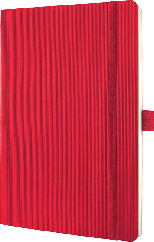 Sigel Notizbuch, 135 × 210 mm, kariert, Fadenheftung, Softcover, 194 Seiten, 80 g/m² – rot