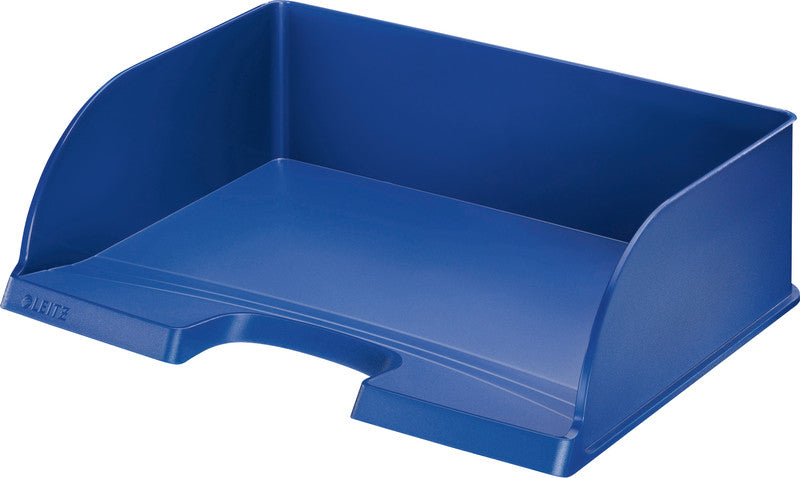 Leitz Stapelbarer Briefkorb mit Griffausschnitt, Beschriftungsfeld, matt, blau, B 363 × H 103 × T 273 mm