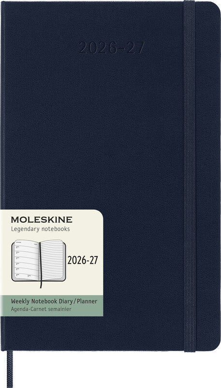 Moleskine Schüleragenda – 1 Woche/1 Seite, gebunden, 13 × 21 cm, 18 Monate Juli–Dezember, Englisch, Saphirblau, FSC