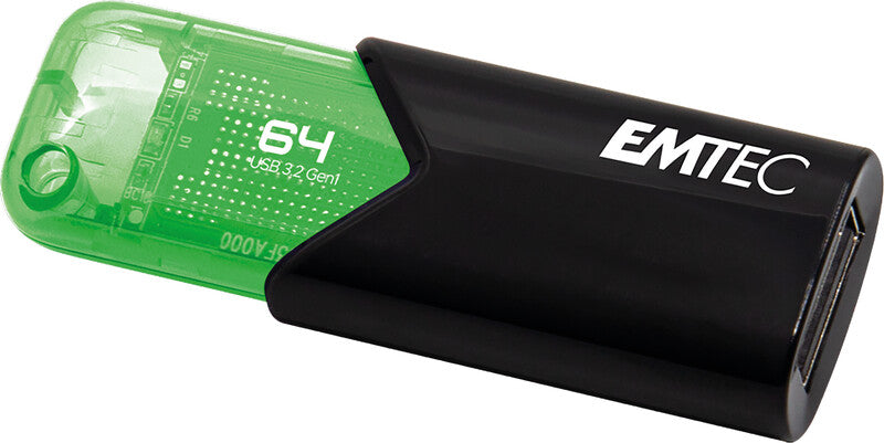 Emtec B110 Click Easy USB-Stick – 64 GB, USB 3.2, Gehäuse aus 100% recyceltem Kunststoff ohne Kappe