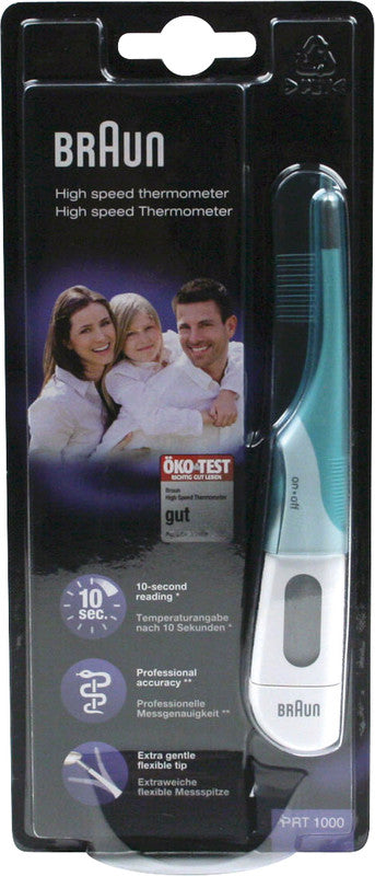 Braun Digitalfieberthermometer – Kunststoff/Metall, mehrfarbig, Speicherfunktion, für Axillar, Oral und Rektal
