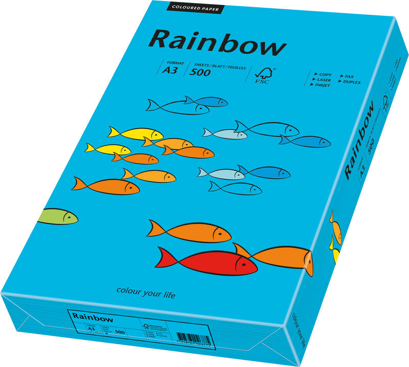 Rainbow Kopierpapier – A3, 80 g/m², Blau – für Inkjet/Laser/Kopierer – FSC – 500 Blatt
