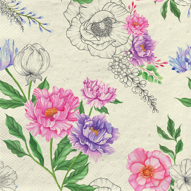 Fasana Servietten Pink Blossoms – 33 × 33 cm – 2-lagig, Tissue – 20 Stk., FSC