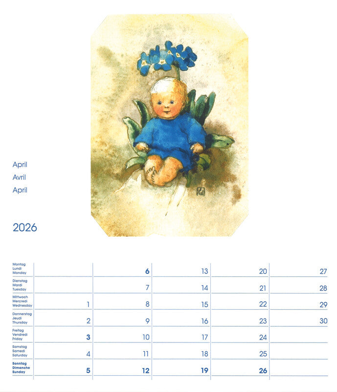 Cosa Postkartenkalender Mili Weber 2026 – 23 × 27 cm – d/f/gb – mit 12 Postkarten, mit Aufhänger