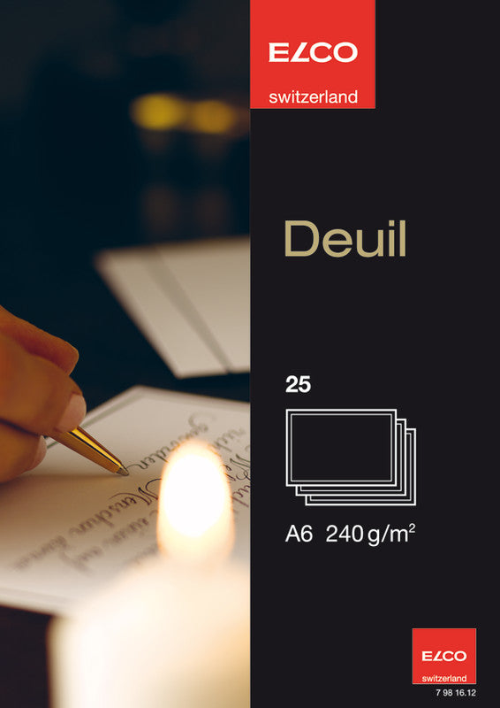 Elco Grusskarte Trauer (Deuil) – A6 (105 × 148 mm), Papier, 240 g/m², 25er Pack