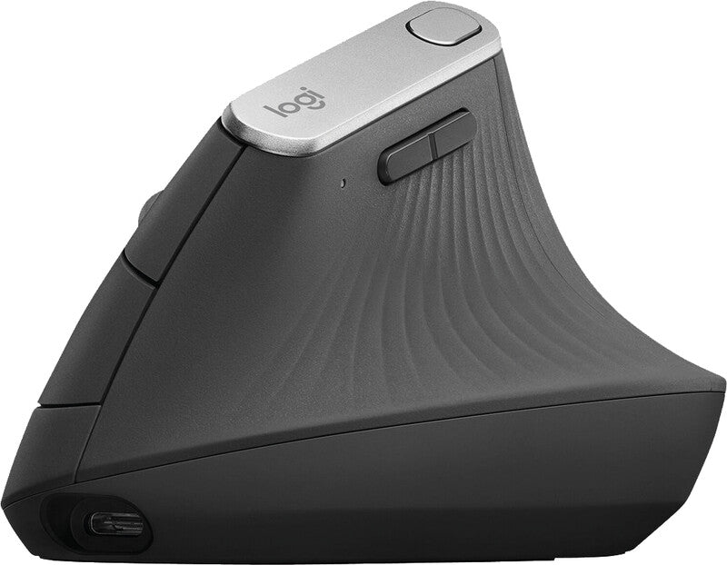 Logitech MX Vertical Ergonomische Maus – kabellos, USB-C, 4 Tasten, vertikal, Unifying-Empfänger, schwarz