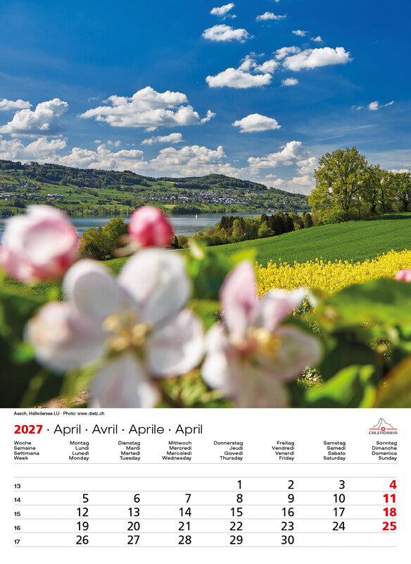 Calendaria Swiss Souvenir – Bildkalender Schweiz 2027 – 23 × 31,5 cm