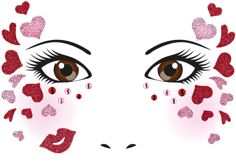 HERMA Face-Art-Sticker, mehrfarbig, Motiv Love, 1 Blatt (34 Etiketten), wiederablösbar, dermatologisch getestet