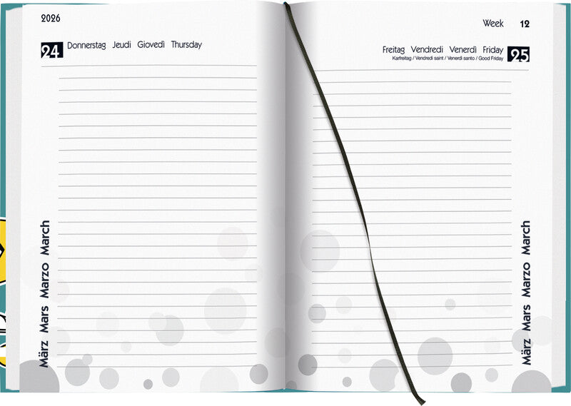 Biella mydiary Schüleragenda – 1 Tag pro Seite, gebunden, 12 × 16,5 cm, Aug–Jul, Comic, FSC