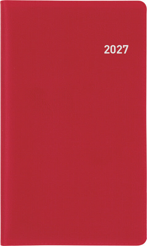 Biella Planer Berlin Agenda – 6 Monate pro Seite, geheftet, 8,7 × 15,3 cm, Jan–Dez, 2027, weinrot, FSC